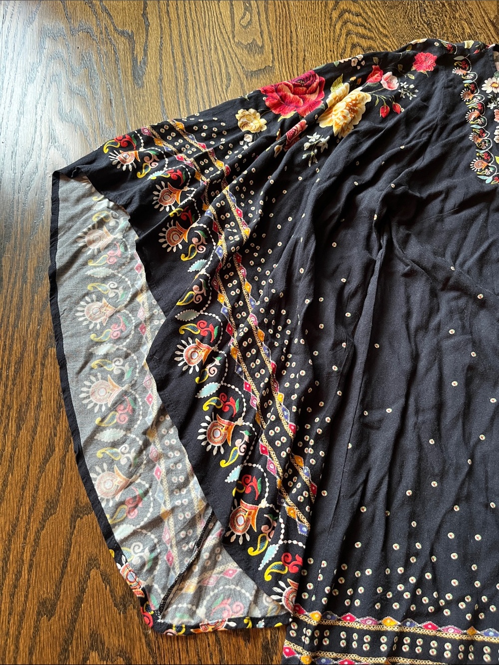 FARM Rio Black Floral Mini Dress with Pink and Yellow Roses - Picture 7 of 11